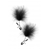 Зажимы на соски с черными пуховыми кисточками Sweet Caress Feather Nipple Clumps - Sweet Caress - купить с доставкой в Ижевске