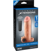 Телесная вибронасадка с кольцом  Vibrating Real Feel 1 Extension - 14 см. - Pipedream - в Ижевске купить с доставкой