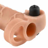 Телесная вибронасадка с кольцом Vibrating Real Feel 2 Extension - 16 см. - Pipedream - в Ижевске купить с доставкой