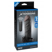 Чёрная вибронасадка с кольцом Vibrating Real Feel 2 Extension - 16 см. - Pipedream - в Ижевске купить с доставкой