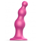 Розовая насадка Strap-On-Me Dildo Plug Beads size S - Strap-on-me - купить с доставкой в Ижевске