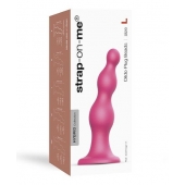 Розовая насадка Strap-On-Me Dildo Plug Beads size L - Strap-on-me - купить с доставкой в Ижевске