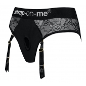 Черные трусики для насадок Diva Lingerie Harness - size S - Strap-on-me - купить с доставкой в Ижевске