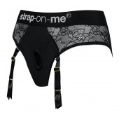 Черные трусики для насадок Diva Lingerie Harness - size L - Strap-on-me - купить с доставкой в Ижевске