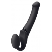 Черный безремневой вибрострапон Silicone Bendable Strap-On - size XL - Strap-on-me - купить с доставкой в Ижевске