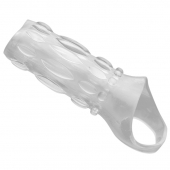Насадка на пенис с кольцом для мошонки Clear Sensations Enhancer Sex Sleeve - 11,5 см. - XR Brands - в Ижевске купить с доставкой