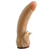 Телесная гелевая насадка-фаллос с клиторальными лепестками - 18,5 см. - LOVETOY (А-Полимер) - купить с доставкой в Ижевске