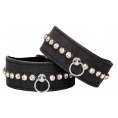 Черные поножи Diamond Studded Ankle Cuffs - Shots Media BV - купить с доставкой в Ижевске