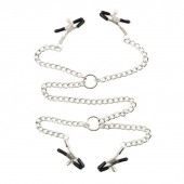 Серебристые зажимы для сосков и половых губ на тонкой цепочке - Notabu - купить с доставкой в Ижевске