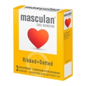Презервативы с колечками и пупырышками Masculan Ribbed+Dotted - 3 шт. - Masculan - купить с доставкой в Ижевске