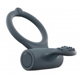 Серое перезаряжаемое эрекционное кольцо с вибрацией Power Clit - Dorcel - в Ижевске купить с доставкой