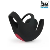 Черная вибронасадка на пенис и мошонку Sex Expert - Sex Expert - в Ижевске купить с доставкой