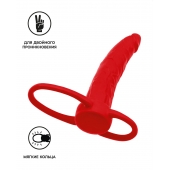 Красная насадка на пенис для двойного проникновения Black Red - 16,5 см. - ToyFa - купить с доставкой в Ижевске