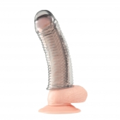 Текстурированная насадка на пенис Clear Textured Penis Enhancing Sleeve Extension - 16,5 см. - BlueLine - в Ижевске купить с доставкой
