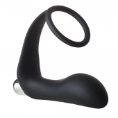 Черное эрекционное кольцо с вибропробкой Vibrating Anal Plug With Cockring - Dream Toys - в Ижевске купить с доставкой