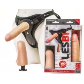 Телесный страпон Harness LESBI с вагинальной пробкой - 16,5 см. - LOVETOY (А-Полимер) - купить с доставкой в Ижевске