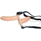 Телесный женский страпон с вагинальной пробкой Strap-On Duo - 15 см. - Orion - купить с доставкой в Ижевске