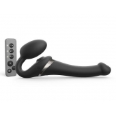 Черный безремневой страпон Multi Orgasm Size S с клиторальной стимуляцией - Strap-on-me - купить с доставкой в Ижевске