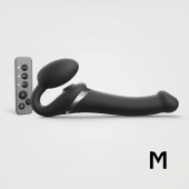 Черный безремневой страпон Multi Orgasm Size M с клиторальной стимуляцией - Strap-on-me - купить с доставкой в Ижевске