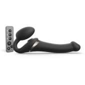 Черный безремневой страпон Multi Orgasm Size M с клиторальной стимуляцией - Strap-on-me - купить с доставкой в Ижевске