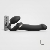 Черный безремневой страпон Multi Orgasm Size L с клиторальной стимуляцией - Strap-on-me - купить с доставкой в Ижевске