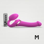 Ярко-розовый безремневой страпон Multi Orgasm Size M с клиторальной стимуляцией - Strap-on-me - купить с доставкой в Ижевске