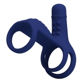 Синяя вибронасадка на пенис Vibrating Penis Sling - Baile - в Ижевске купить с доставкой