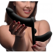 Черный вибрострапон Double Take 10X Double Penetration Vibrating Strap-on Harness - XR Brands - купить с доставкой в Ижевске