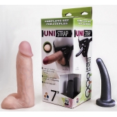Страпон-унисекс с двумя насадками UNI strap 7  Harness - 19 и 16 см. - LOVETOY (А-Полимер) - купить с доставкой в Ижевске