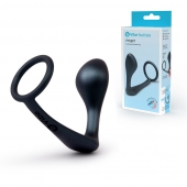 Черное эрекционное кольцо со стимулятором простаты Ringer Cock Ring   Plug - b-Vibe - в Ижевске купить с доставкой