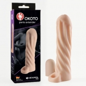 Телесная насадка-удлинитель Okoto со спиралевидным рельефом - 16 см. - Sitabella - в Ижевске купить с доставкой