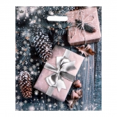 Новогодний пакет с принтом в виде подарков и вырубной ручкой (45х38 см) - Сима-Ленд - купить с доставкой в Ижевске