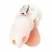 Белая клетка для пениса Silicone Small 2 in Cock Cage With Ball Divider - BlueLine - купить с доставкой в Ижевске