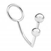 Кольцо на пенис с анальным стимулятором Two Bead Stainless Steel Anal Hook   Cock Ring - BlueLine - в Ижевске купить с доставкой