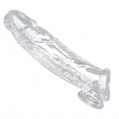 Прозрачная насадка для увеличения члена Realistic Clear Penis Enhancer and Ball Stretcher - 20,3 см. - XR Brands - в Ижевске купить с доставкой