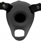 Черный полый страпон с вибрацией 2’’ Erection 28X Smooth Vibrating Silicone Penis Sheath - XR Brands - купить с доставкой в Ижевске