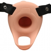 Телесный полый страпон 2  Erection 28X Smooth Vibrating Silicone Penis Sheath - 16 см. - XR Brands - купить с доставкой в Ижевске