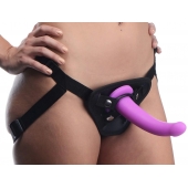 Лиловый поясной страпон Navigator Silicone G-Spot Dildo with Harness - 17,8 см. - XR Brands - купить с доставкой в Ижевске