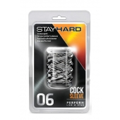 Прозрачная насадка с объёмными чёрточками STAY HARD COCK SLEEVE 06 CLEAR - Blush Novelties - в Ижевске купить с доставкой