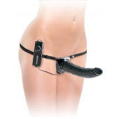 Черный страпон с вагинальной пробкой Deluxe Vibrating Penetrix Strap-On - 19 см. - Pipedream - купить с доставкой в Ижевске
