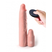 Телесная вибронасадка на член 3  Vibrating Mega X-tension with Remote - 22,9 см. - Pipedream - в Ижевске купить с доставкой