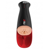 Телесный мастурбатор-вагина в черной колбе с вибрацией Fuck-O-Matic Pro XL - Pipedream - в Ижевске купить с доставкой