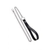 Поводок с ручкой из черной натуральной кожи и карабином для ошейника - Pecado - купить с доставкой в Ижевске