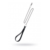 Поводок с ручкой из черной натуральной кожи и карабином для ошейника - Pecado - купить с доставкой в Ижевске