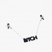 Зажимы на соски с кожаной подвеской Bitch - Crazy Handmade - купить с доставкой в Ижевске