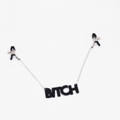 Зажимы на соски с кожаной подвеской Bitch - Crazy Handmade - купить с доставкой в Ижевске
