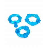 Набор из 3 синих эрекционных колец с различным рельефом - Erowoman-Eroman - в Ижевске купить с доставкой