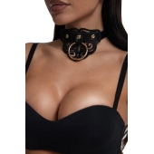 Черный чокер с клепками и золотистой фурнитурой - Crazy Handmade - купить с доставкой в Ижевске