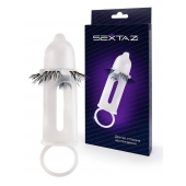 Эластичная насадка на пенис с подхватом мошонки и стимулирующими «ресничками» - Sextaz - в Ижевске купить с доставкой