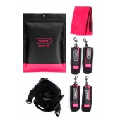 Черно-розовый эротический набор: фиксатор, оковы, наручники, повязка - Erokay - купить с доставкой в Ижевске